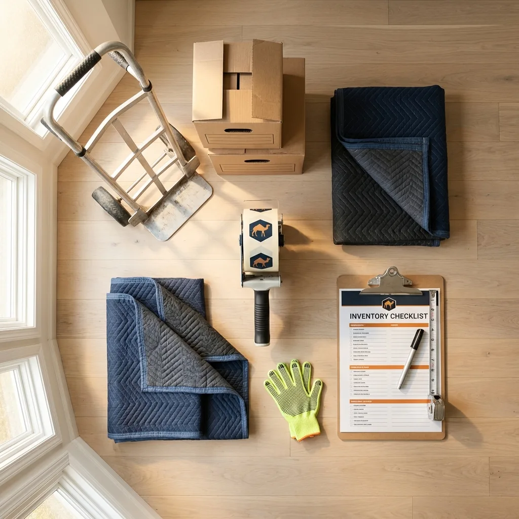 Professional moving supplies and packing materials layout for Emmetsburg residential relocations